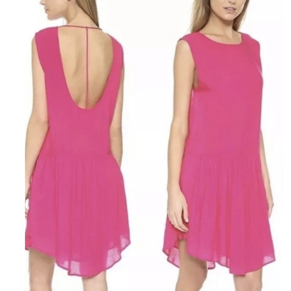 IRO NWT Olivia Pink Fuchia Flouce Mini Dress - Picture 1 of 11